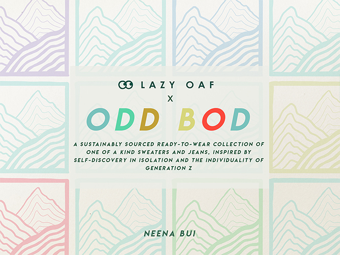 Neena Bui title page for Odd Bod fashion design series.